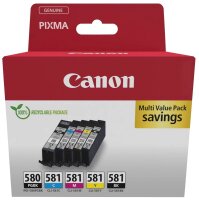 Canon PGI-580 PGBK/CLI-581 BK/C/M/Y schwarz, cyan, magenta, gelb Druckerpatronen, 5er-Set
