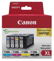 Canon PGI-1500 XL BK/C/M/Y schwarz, cyan, magenta, gelb Druckerpatronen, 4er-Set