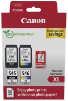 Canon PG-545 XL + CL-546 XL schwarz, color Druckköpfe + Fotopapier, 2er-Set