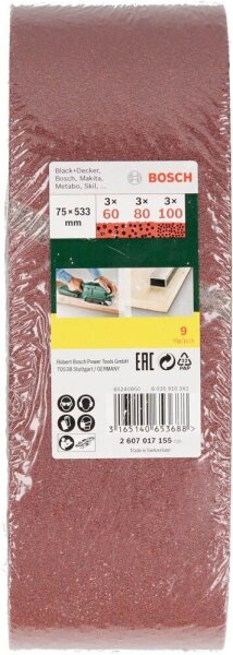 BOSCH Schleifband-Set 9-teilig, 1 Set