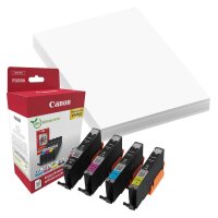Canon CLI-551 XL C/M/Y/BK schwarz, cyan, magenta, gelb Druckerpatronen + Fotopapier