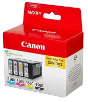 Canon PGI-1500 BK/C/M/Y schwarz, cyan, magenta, gelb Druckerpatronen, 4er-Set