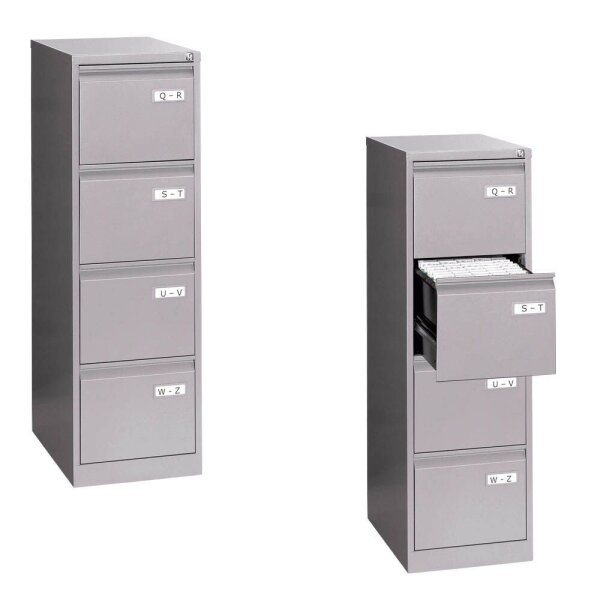 BISLEY LIGHT Hängeregistraturschrank silber 4 Schubladen 41,3 x 62,2 x 132,1 cm, 1 St.