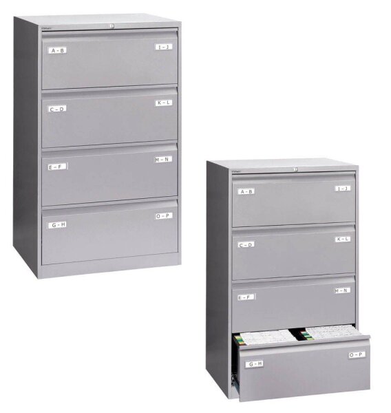 BISLEY LIGHT Hängeregistraturschrank silber 4 Schubladen 80,0 x 62,2 x 132,1 cm, 1 St.
