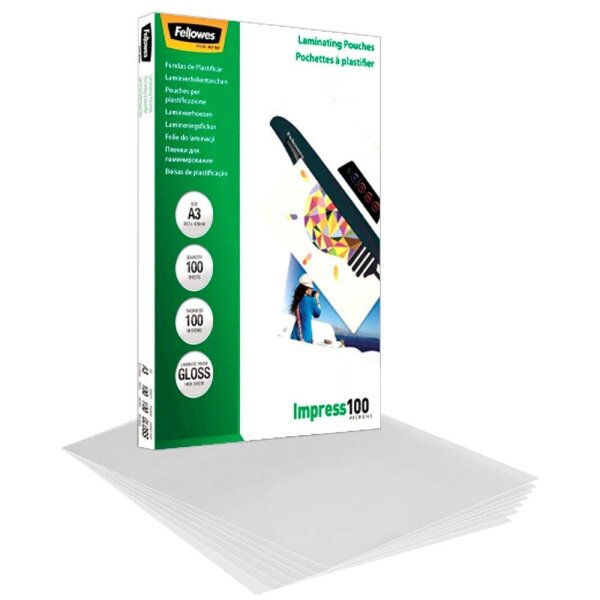 Fellowes Laminierfolien Impress100 glänzend für A3 100 micron, 100 St.