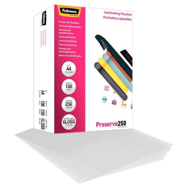Fellowes Laminierfolien Preserve250 glänzend für A4 250 micron, 100 St.