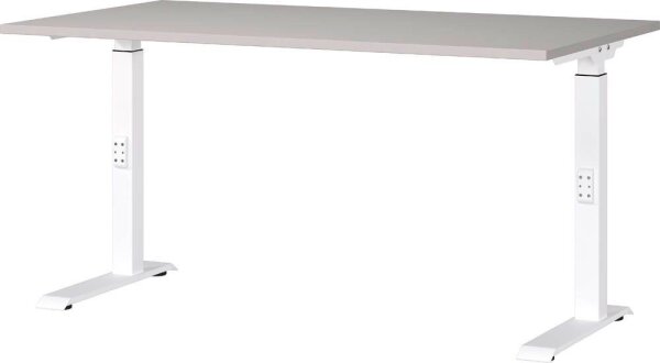 GERMANIA DOWNEY höhenverstellbarer Schreibtisch kaschmir rechteckig, C-Fuß-Gestell weiß 140,0 x 80,0 cm