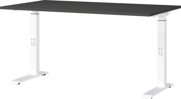 GERMANIA DOWNEY höhenverstellbarer Schreibtisch grafit rechteckig, C-Fuß-Gestell weiß 140,0 x 80,0 cm