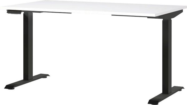 GERMANIA JET höhenverstellbarer Schreibtisch weiß rechteckig, T-Fuß-Gestell schwarz 140,0 x 80,0 cm
