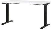 GERMANIA JET höhenverstellbarer Schreibtisch weiß rechteckig, T-Fuß-Gestell schwarz 140,0 x 80,0 cm