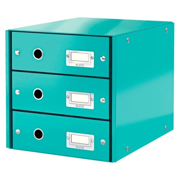 LEITZ Schubladenbox Click & Store  eisblau 60480051, DIN A4 mit 3 Schubladen, 1 St.