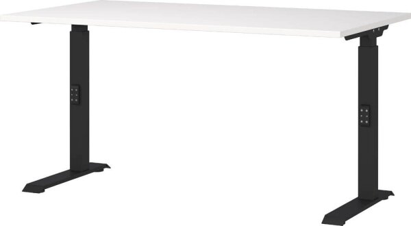 GERMANIA DOWNEY höhenverstellbarer Schreibtisch weiß rechteckig, C-Fuß-Gestell schwarz 140,0 x 80,0 cm