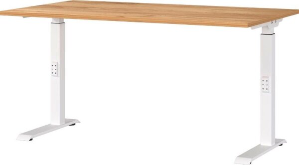 GERMANIA DOWNEY höhenverstellbarer Schreibtisch navarra-eiche rechteckig, C-Fuß-Gestell weiß 140,0 x 80,0 cm