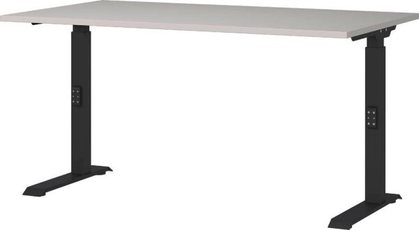 GERMANIA DOWNEY höhenverstellbarer Schreibtisch kaschmir rechteckig, C-Fuß-Gestell schwarz 140,0 x 80,0 cm