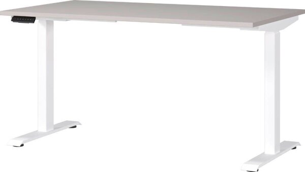 GERMANIA JET höhenverstellbarer Schreibtisch kaschmir rechteckig, T-Fuß-Gestell weiß 140,0 x 80,0 cm