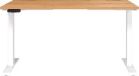 GERMANIA JET höhenverstellbarer Schreibtisch navarra-eiche rechteckig, T-Fuß-Gestell weiß 140,0 x 80,0 cm