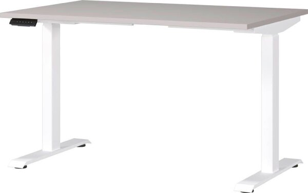 GERMANIA JET höhenverstellbarer Schreibtisch kaschmir rechteckig, T-Fuß-Gestell weiß 120,0 x 80,0 cm