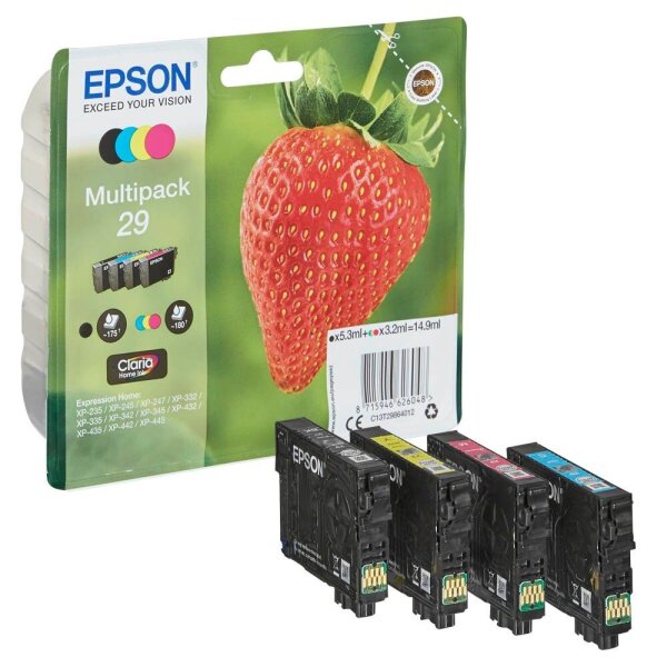 EPSON 29 / T2986 (Erdbeere) schwarz, cyan, magenta, gelb Druckerpatronen, 4er-Set