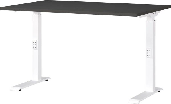GERMANIA DOWNEY höhenverstellbarer Schreibtisch grafit rechteckig, C-Fuß-Gestell weiß 120,0 x 80,0 cm