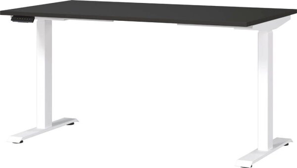 GERMANIA JET höhenverstellbarer Schreibtisch grafit rechteckig, T-Fuß-Gestell weiß 140,0 x 80,0 cm