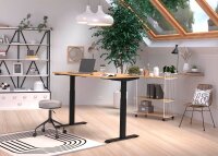 GERMANIA JET höhenverstellbarer Schreibtisch navarra-eiche rechteckig, T-Fuß-Gestell schwarz 140,0 x 80,0 cm