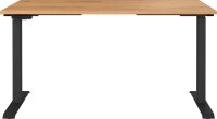 GERMANIA JET höhenverstellbarer Schreibtisch navarra-eiche rechteckig, T-Fuß-Gestell schwarz 140,0 x 80,0 cm
