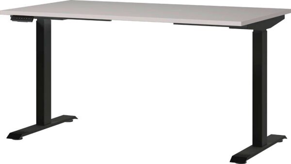 GERMANIA JET höhenverstellbarer Schreibtisch kaschmir rechteckig, T-Fuß-Gestell schwarz 140,0 x 80,0 cm