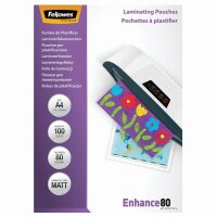 Fellowes Laminierfolien Enhance80 matt für A4 80...
