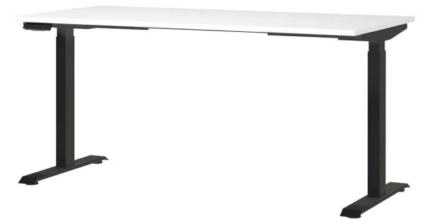 GERMANIA JET höhenverstellbarer Schreibtisch weiß rechteckig, T-Fuß-Gestell schwarz 160,0 x 80,0 cm