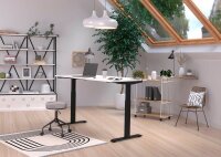 GERMANIA JET höhenverstellbarer Schreibtisch weiß rechteckig, T-Fuß-Gestell schwarz 160,0 x 80,0 cm