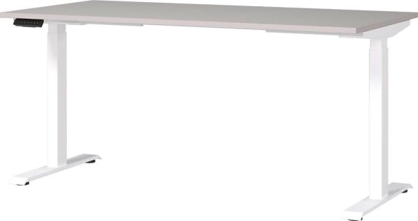 GERMANIA JET höhenverstellbarer Schreibtisch kaschmir rechteckig, T-Fuß-Gestell weiß 160,0 x 80,0 cm
