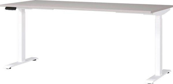 GERMANIA JET höhenverstellbarer Schreibtisch kaschmir rechteckig, T-Fuß-Gestell weiß 180,0 x 80,0 cm
