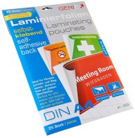 GENIE Laminierfolien glänzend für A4 80 micron selbstklebender Rücken, 25 St.