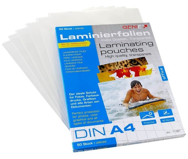 GENIE Laminierfolien glänzend für A4 80 micron, 50 St.