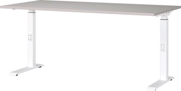 GERMANIA DOWNEY höhenverstellbarer Schreibtisch kaschmir rechteckig, C-Fuß-Gestell weiß 160,0 x 80,0 cm
