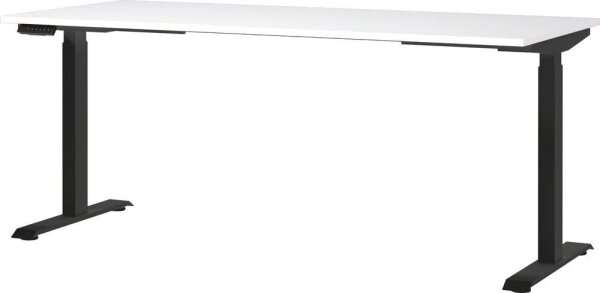 GERMANIA JET höhenverstellbarer Schreibtisch weiß rechteckig, T-Fuß-Gestell schwarz 180,0 x 80,0 cm