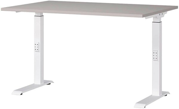 GERMANIA DOWNEY höhenverstellbarer Schreibtisch kaschmir rechteckig, C-Fuß-Gestell weiß 120,0 x 80,0 cm