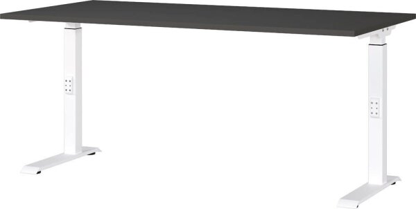 GERMANIA DOWNEY höhenverstellbarer Schreibtisch grafit rechteckig, C-Fuß-Gestell weiß 160,0 x 80,0 cm