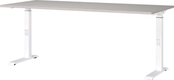 GERMANIA DOWNEY höhenverstellbarer Schreibtisch kaschmir rechteckig, C-Fuß-Gestell weiß 180,0 x 80,0 cm