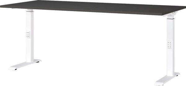 GERMANIA DOWNEY höhenverstellbarer Schreibtisch grafit rechteckig, C-Fuß-Gestell weiß 180,0 x 80,0 cm