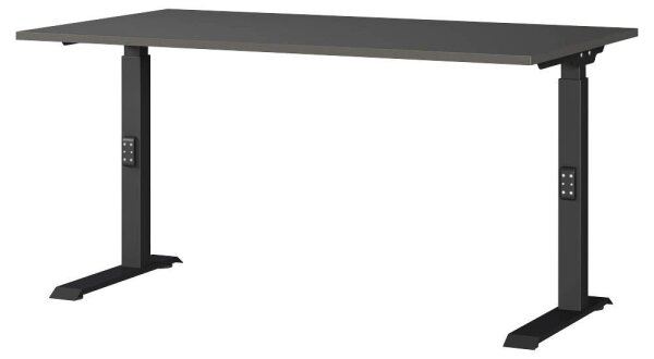 GERMANIA DOWNEY höhenverstellbarer Schreibtisch grafit rechteckig, C-Fuß-Gestell schwarz 140,0 x 80,0 cm