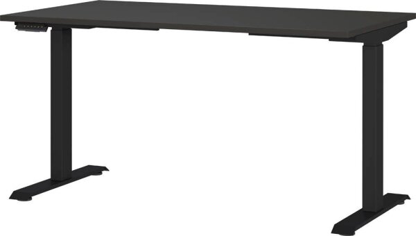 GERMANIA JET höhenverstellbarer Schreibtisch grafit rechteckig, T-Fuß-Gestell schwarz 140,0 x 80,0 cm