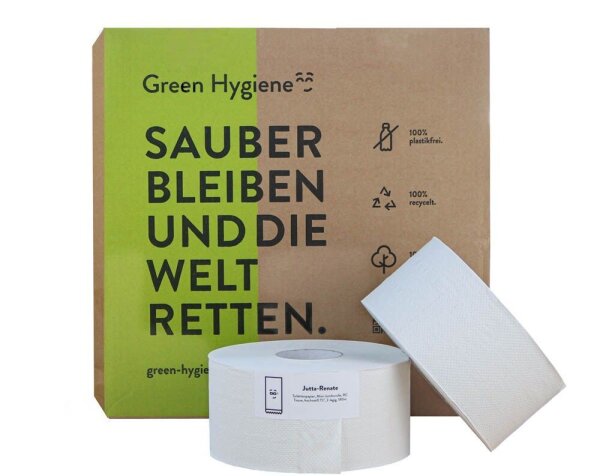 Green Hygiene® Jumbo-Toilettenpapier JUTTA-RENATE 2-lagig Recyclingpapier, 16 Rollen