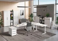 GERMANIA DOWNEY höhenverstellbarer Schreibtisch weiß rechteckig, C-Fuß-Gestell weiß 140,0 x 80,0 cm