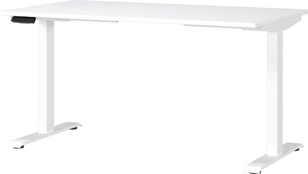 GERMANIA JET höhenverstellbarer Schreibtisch weiß rechteckig, T-Fuß-Gestell weiß 140,0 x 80,0 cm