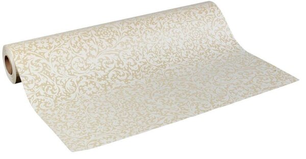 JUNG SCHÖNER VERPACKEN Geschenkpapier Brokat beige Ornamente mehrfarbig, 50,0 m