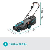GARDENA PowerMax™ 37/36V P4A Ready-to-Use Set Akku-Rasenmäher 18,0 V für bis zu 350,0 m², mit 2 Akkus