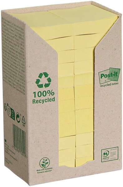 Post-it® Recycling Notes Haftnotizen 653-1T gelb, 24 Blöcke