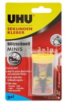 UHU blitzschnell MINIS gel Sekundenkleber 3x 1,0 g, 3 St.