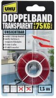 UHU TRANSPARENT 75KG doppelseitiges Klebeband 19,0 mm x...